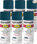 Rust-Oleum 369179-6PK Stops Rust Spray Paint, 12 oz, Satin Midnight Blue, 6 Pack