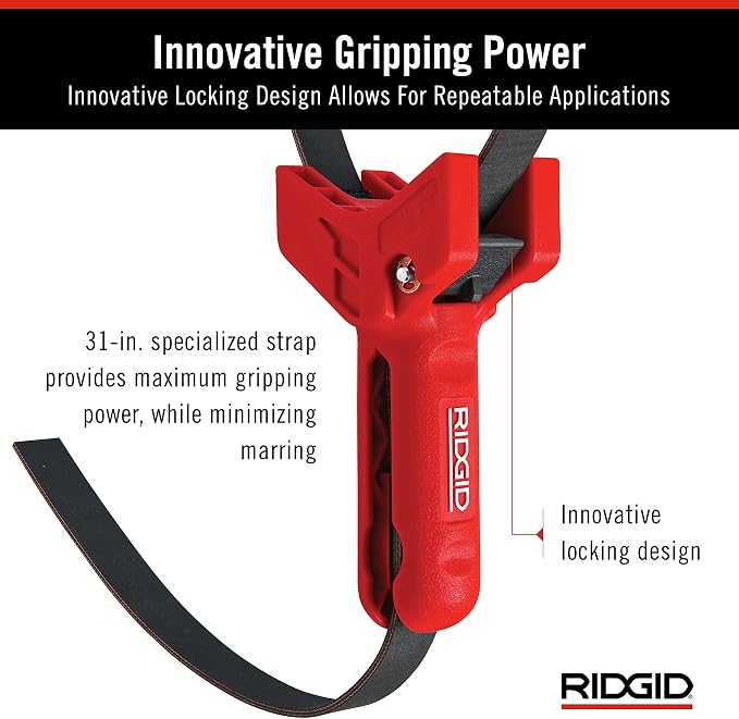 RIDGID 42478 STRAPLOCK Pipe Handle 7" Strap Wrench, Red