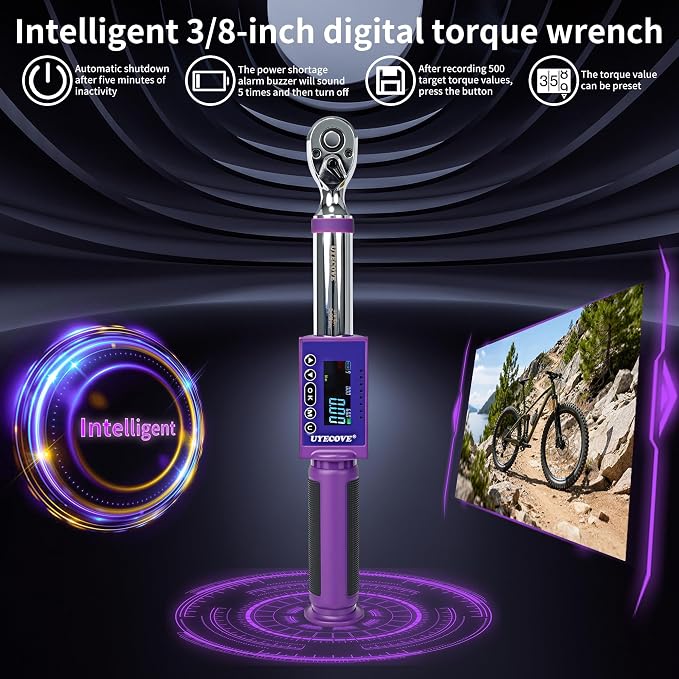 Digital Torque Wrench 3/8 Drive, (3.7-44.2 FT-LB/5-60N.M) ±2% High Accuracy Digital Torque Wrench, With Vibration, Buzzer and LED Alert