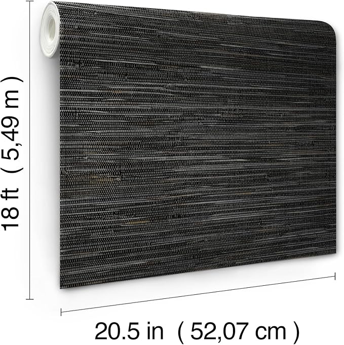 NuWallpaper Black Grassweave Peel and Stick Wallpaper, Textured Removable Wallpaper, Renter-Friendly, 20.5 in x 18 ft