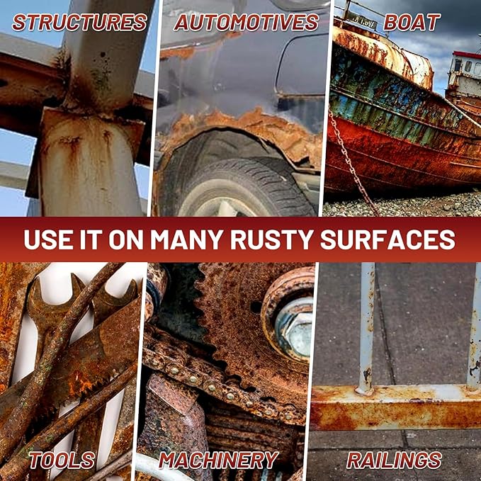 Rust-Stop and Corrosion Permanently Rust Preventive Coating Anti-Rust Automotive Rust Reformer for Metal & Seal, Rust Converter Non-Porous Protective Barrier High Gloss Black Metallic Paint 35 Fl Oz