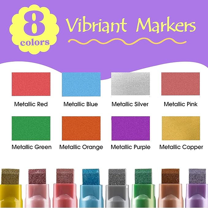 Celepen Window Chalk Markers for Cars Glass Washable, 8 Colors Metallic Jumbo Liquid Chalk Marker Pens with 10mm 3 in 1 Nib Wide Tip, Chalkboard Markers Car Window Paint Pen for Auto, Mirror, Poster
