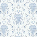 Dimoon Blue Peel and Stick Wallpaper Coastal Contact Paper Bathroom Ocean Beach Wallpaper Boho Jellyfish Renter Friendly Nautical Waterproof for Nursery Kitchen Bedroom Vinyl 17.3''x384''