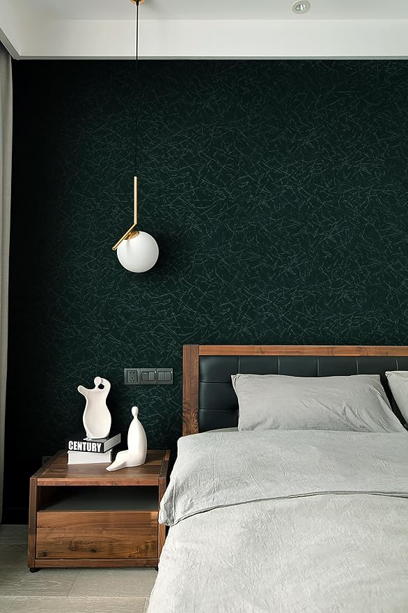 Safiyya Wallpaper Blackish Green Silk Peel and Stick Wallpaper Textured Green Contact Paper Removable Solid Color Self Adhesive Wall Paper Vinyl Rolls 118"x 17.3"