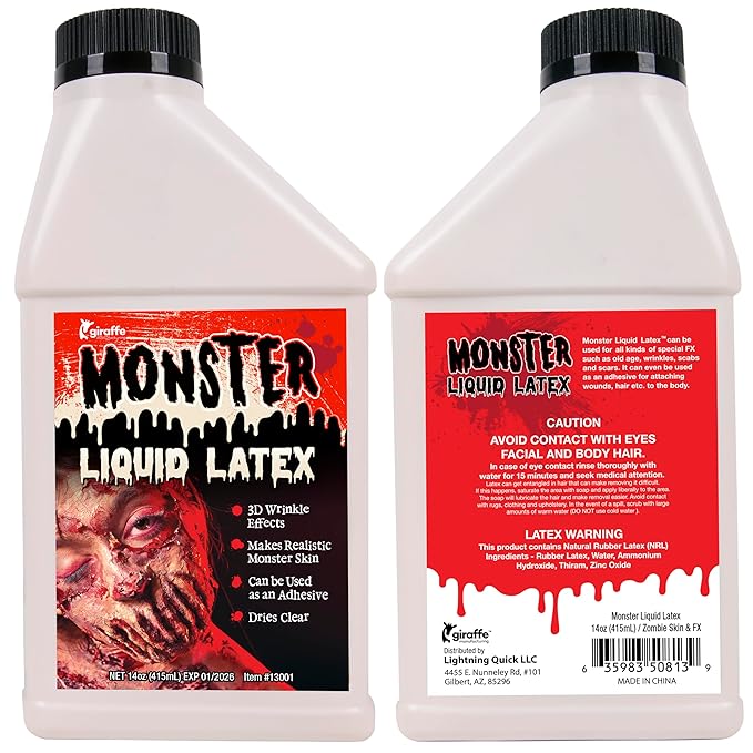 Kangaroo Professional Grade Liquid Latex SFX Makeup Prosthetics 14 oz - Latex Liquid Skin Body Paint Special Effects for Cosplay, Theater & Film - Creates Fake Scars, Zombie Makeup Skin