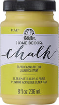 FolkArt Assorted Home Décor Acrylic Chalk Paint For Crafts, Blazing Yellow 8 fl oz Ultra Matte Acrylic Chalk Paint, Art Supplies With An Ultra Matte Finish, 36233