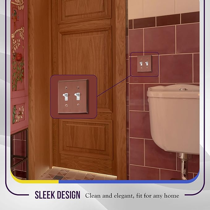 ENERLITES Toggle Light Metal Wall Plate, Switch Cover, Corrosion Resistant, Mid-Size 2-Gang 4.50" x 4.57", Stainless Steel 201, 7712-BRG, Brushed Rose Gold (Pack of 1)
