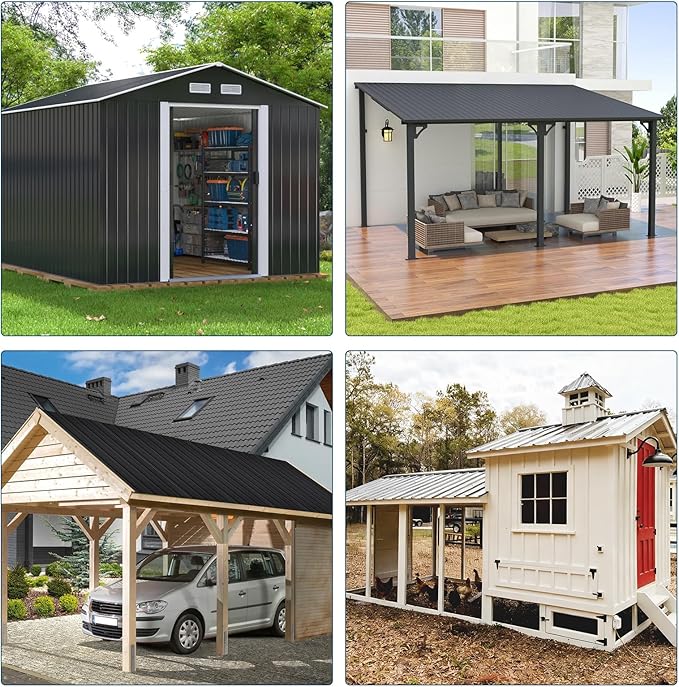 GarveeLife 20Pcs Metal Roofing Panels for Carport, Heavy Duty Metal Carport Kits, Galvanized Steel Corrugated Panels, for Patio Outdoor Garden, 60.63 in x 16.8 in