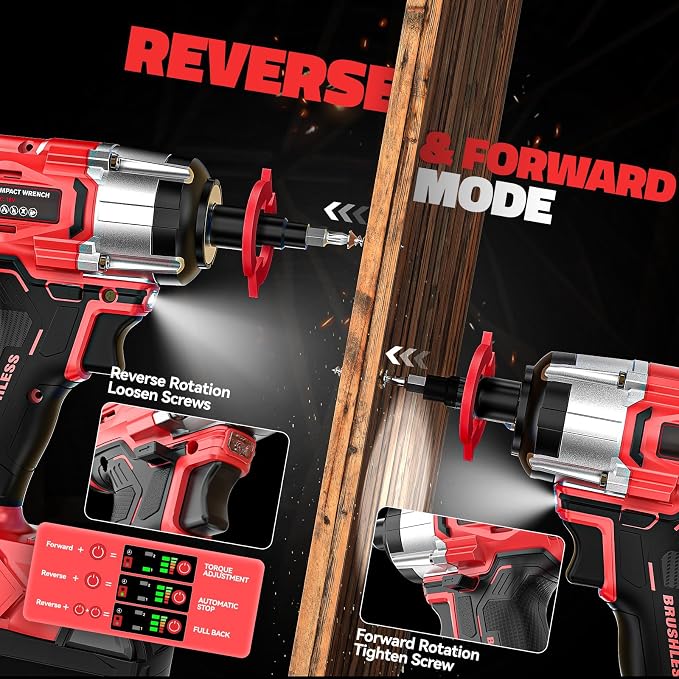 DIYtoolifz Cordless Impact Wrench 1/2" Compatible with Milwaukee 18v Battery (Bare Tool), 300 FT-LBS Brushless Impact Driver, Portable Electric Impact Gun with LED Work Light, 3-Speed Control