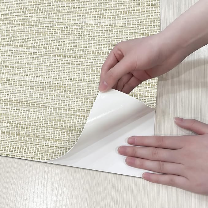 Grasscloth Wallpaper Peel and Stick Cream Grassweave Peel & Stick Wall Paper Textured Wallpaper Self Adhesive Contact Paper 787" x 17.3"