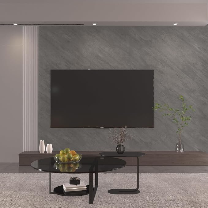 3yecao 16"×354" Faux 3D Grey Concrete Wallpaper Peel and Stick Thick Gray Concrete Contact Paper Matte Textured Removable Cement Wallpaper Stickers for Bedroom Bathroom Basement Gym Walls