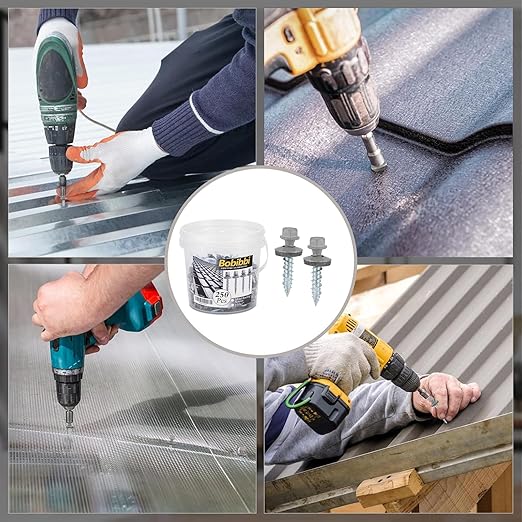 Metal Roofing Screws 10 x 1 inch, Gray Hex Head Sheet Metal Roof Screw with EPDM Washer for Corrugated Roofing (250Pcs)