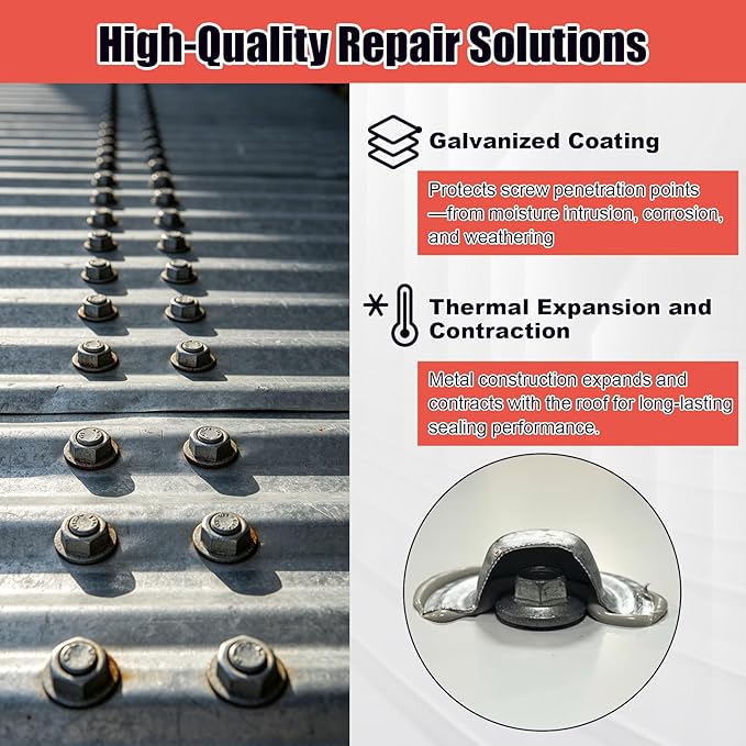 Metal Roof Screw Caps, 100 Pack Galvalume Screw Cover Caps, Rustproof & Waterproof Roofing Screw Caps, Seal Over Existing Screw Heads to Prevent Leaks, UV Resistant for Harsh Weather (with Gloves)