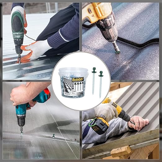 Metal Roofing Screws 10 x 2-1/2 inch, Green Hex Head Sheet Metal Roof Screw with EPDM Washer for Corrugated Roofing (250Pcs)