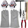 VASTOOLS Welding Accessories,6pc,Chipping Hammer 10.5",Leather Welding Gloves 13.5",6-in-1 Welpers Pliers 8",Wire Brush 11",Welding Magnet 50LB