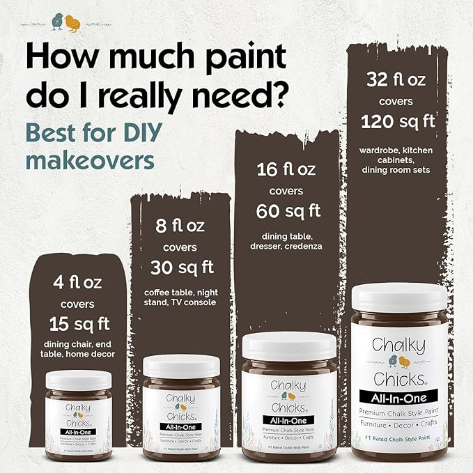 Chalky Chicks 32 Fl Oz Matte Alaskan Brown Bear (Brown) Chalk Paint for Furniture Without Sanding - No Prep Furniture Paint No Sanding All in One for Crafts, Wood, Cabinet, Metal, Dresser, Farmhouse