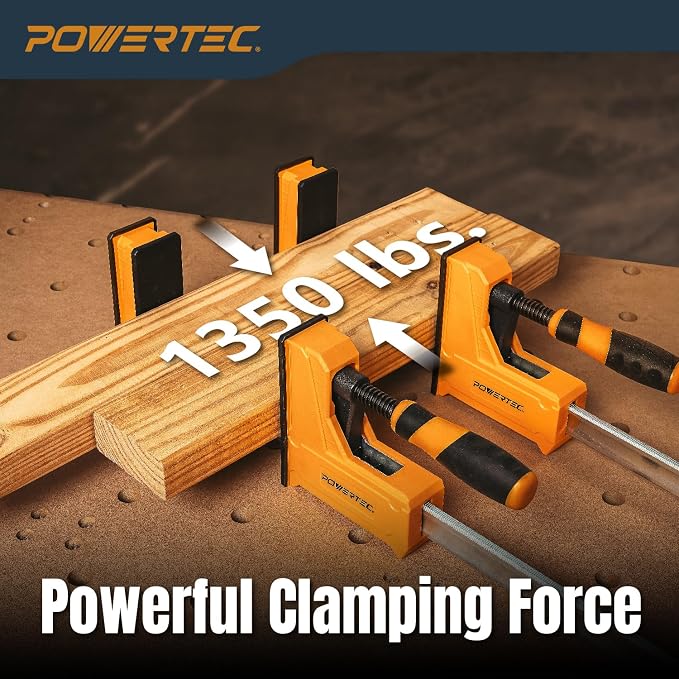 POWERTEC 71368V 24-Inch Woodworking Parallel Clamps | Jaw Bar Clamp Spreader Tool, 2PK