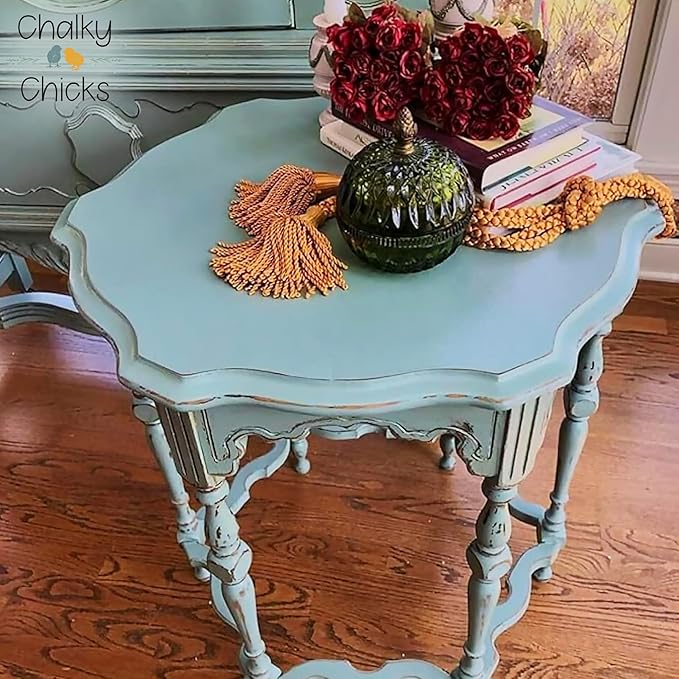 Chalky Chicks 4 Fl Oz Matte Stormy Seas (Light Blue) Chalk Paint for Furniture Without Sanding - No Prep Furniture Paint No Sanding All in One for Crafts, Wood, Cabinet, Metal, Dresser, Farmhouse
