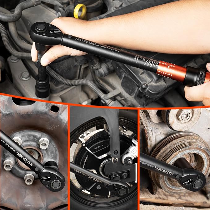 Matework 1/2 Inch Drive Click Torque Wrench, 10-180 ft.lb/13.6-244.1 Nm, ±3% High Precision Lug Nut Torque Wrench with 72 Tooth Dual-Direction for Moto, Wheel Tire and Car Repair