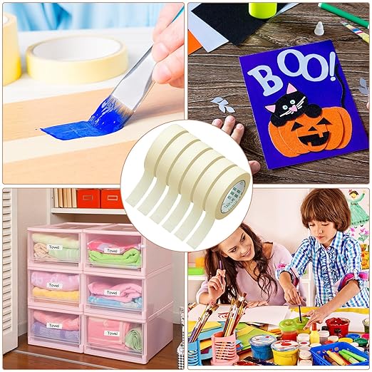 Fainne Masking Tape Bulk General Purpose Masking Painting Tape 55 Yards for Painting Home Office School Stationery Arts Crafts Basic Use, Easy Removal(60 Rolls,0.8 Inch)