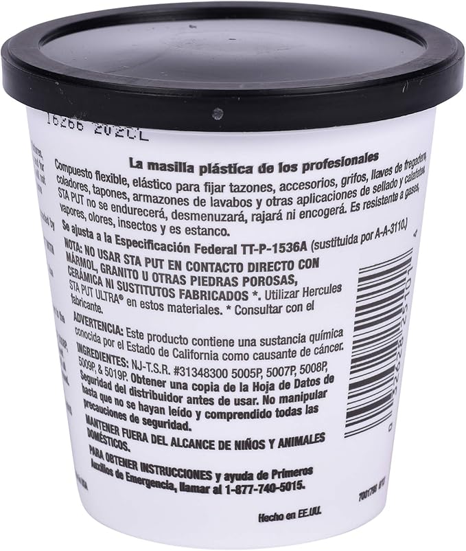 Hercules 14 oz. Superior Grade, 14 Ounce, Tan Oatey 25101 Sta Put 14-Ounce Plumbers Putty, Color