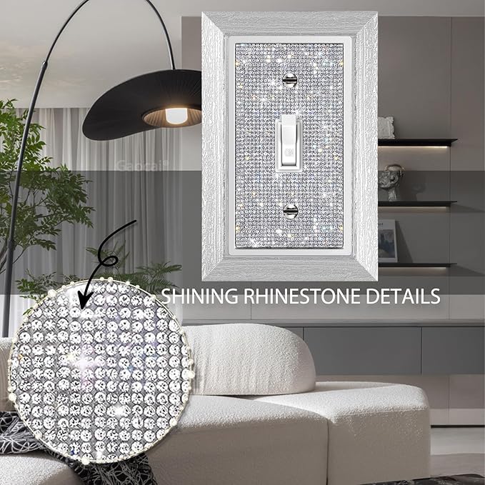 1 Pcs Shiny Rhinestones Wall Plates Light Switch Cover Plate Decorative Wall Plate Single Toggle Imitation Wood Grain Switch Plates
