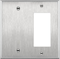 ENERLITES Combination Blank Device or Decorator Switch Metal Wall Plate, Corrosive Resistant, Size 2-Gang 4.50" x 4.57", 770131, 430 Stainless Steel, UL Listed, Silver