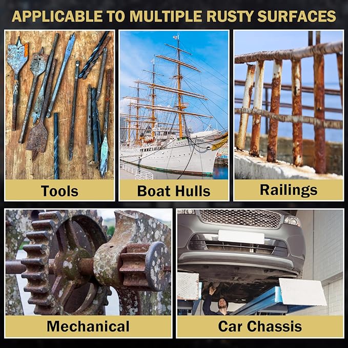2 in 1 Rust Converter & Metal Primer, 42 Oz Black Rust Inhibitor Paint for Metal, Rust Conversion Paint, Heat-Resistant Anti Rust Coating for Car, Marine, Industrial, Chassis