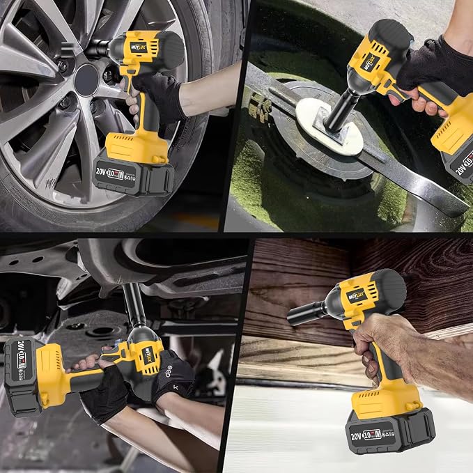 4.0Ah Battery Cordless Impact Wrench, Brushless 1/2 Impact Gun, 320Ft-lbs(430N.m) 20V High Torque Power Impact Driver, Electric Impact for Car Home