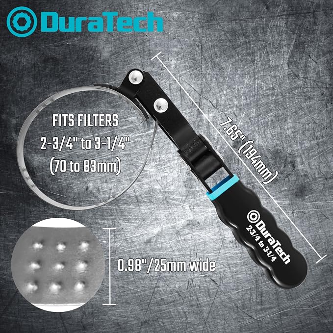 DURATECH Small Swivel Oil Filter Wrench, Fits Filters 2-3/4" to 3-1/4" | Oil Filter Removal Tool,Perfect for Car Repair Tools
