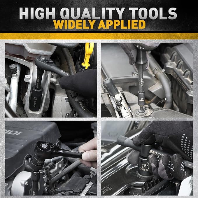 96-Piece 3/8" Drive Impact Socket Set, SAE(5/16 to 3/4-Inch) & Metric(8-22mm), Standard & Deep Sockets, Ratchet Handle, Bit Set, Universal Joint, Extension Bar, Adapters, Spark Plug Sockets