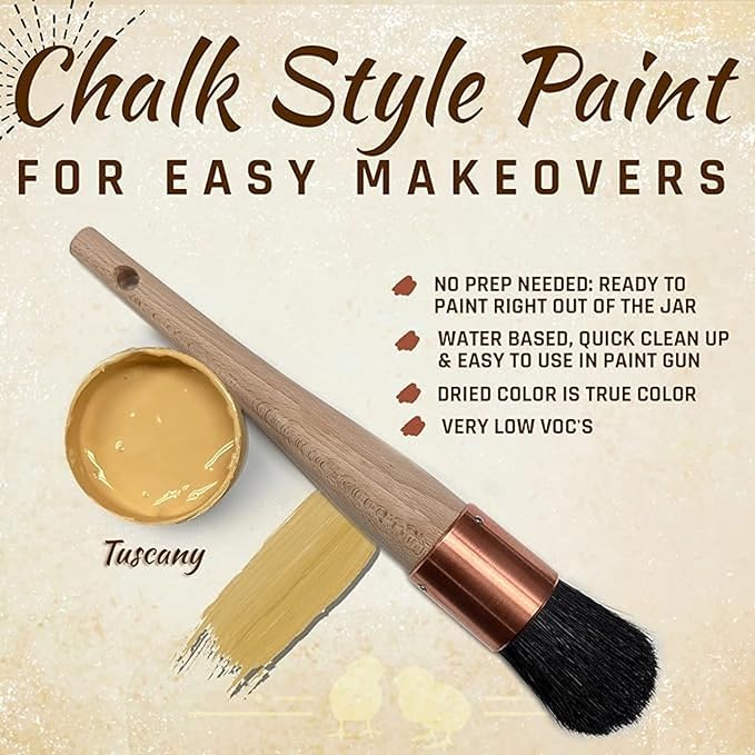 Chalky Chicks All-in-One Chalk Paint for Furniture or Cabinet - 4 Fl Oz - Matte Finish Tuscany (Yellow) for Metal, Wood Furniture Paint - No Sanding All-in-One for Home Decor & Crafts, USA Made