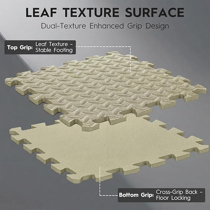 18 Tiles Puzzle Exercise Mat, EVA Interlocking Foam Floor Tiles, Non-Slip, Protective, Water-Resistant Flooring for Home Gym & Workout Equipment, 12.6" x 12.6" x 0.4", 18 Sq Ft