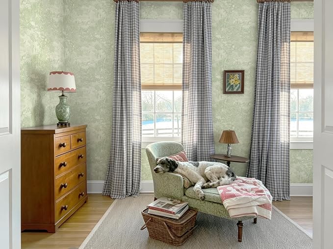 Peel and Stick Wallpaper Green Vintage Forest Animals Floral Wallpaper Removable Self-Adhesive Contact Paper for Bedroom Living Room Cabinets Decoration Thicken Vinyl 17.3”x78.7”