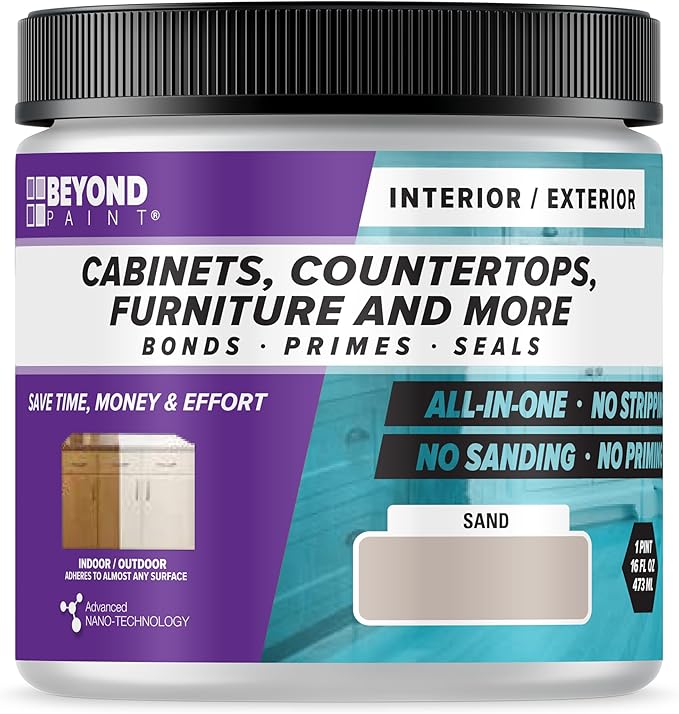 Beyond Paint All-in-One Refinishing Paint, No Sanding, Matte Finish for Cabinets, Countertops, Furniture and Doors, 1 Pint, Sand