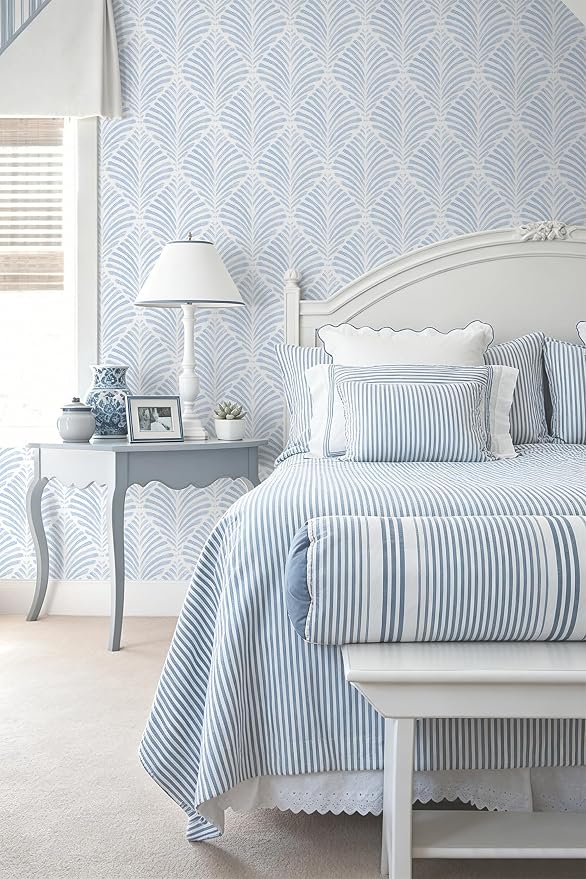 Safiyya Peel and Stick Wallpaper Boho Contact Paper Blue Geometric Modern Wall Paper Textured Self Adhesive Removable Wallpaper for Bedroom Bathroom Apartment Living Room Vinyl Rolls 17.3"x78.7"