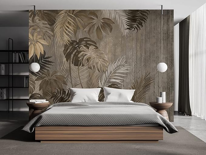 Cliouar-Turtle Backed Bamboo Plantain Leaf Plant Wall Mural Wallpaper for Bedroom Living Room 182" x 122" (Not Peel and Stick)