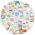 BulbaCraft Cute Tea Cup Stickers, Tea Stickers for Water Bottle and Laptop - Tea Cup Party Supplies & Decorations, Waterproof Vinyl Drink Decals, Gifts for Women & Men