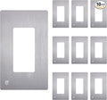 ENERLITES Elite Series Screwless Decorator Wall Plate Child Safe Outlet Cover, Glossy, Size 1-Gang 4.68" H x 2.93" L, Unbreakable Polycarbonate Thermoplastic, SI8831-BSV-10PCS, Brushed Silver, 10 Pack