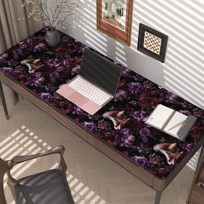 Gothic Black Red Fox Floral Wallpaper Peel and Stick 17.5"x118" | Self Adhesive/Removable/Waterproof/Thick Vinyl Vintage Contact Paper for Bathroom Bedroom Shelf Cabinet Drawer,Prepasted