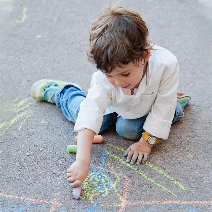 feela 180 Pack Sidewalk Chalk, Sidewalk Chalk Set For Kids Jumbo Chalk Bulk, Great for Kids Family, Paint on Sidewalk Wall School Driveway Blackboard Street Playground, 18 Colors