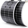 200W Flexible Solar Panel Kit (2x100W), Heat-Reflective White Backsheet, Marine-Grade ETFE Solar Panel, IP68 Waterproof for Motorhome, Boat, Van, Camper, White RVs