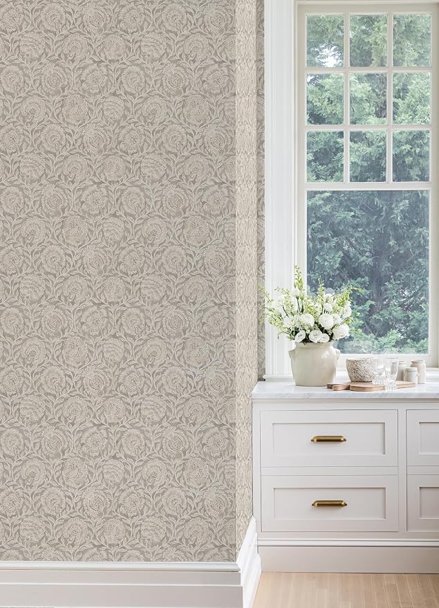 Nabela Noor Home NuWallpaper Aliviya Peppercorn Peel and Stick Wallpaper, NNS6508