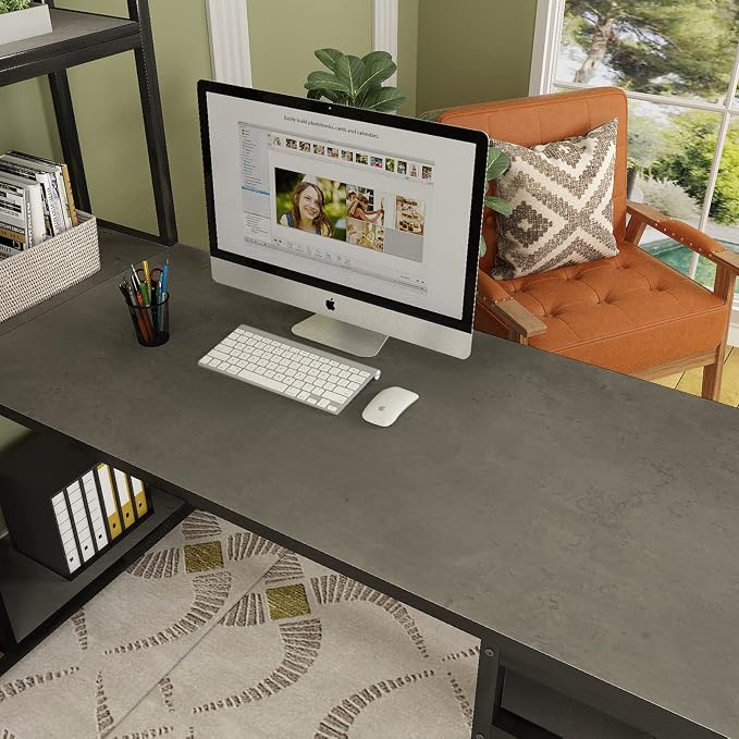 3yecao 48"×79" Extra Wide Thick Dark Grey Black Concrete Wallpaper Peel and Stick Industrial Darker Grey Concrete Cement Contact Paper for Office Desk Countertops Gray Matte Textured Stickers