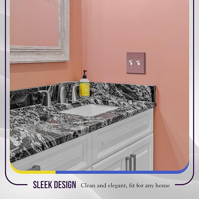 ENERLITES Toggle Light Switch Metal Wall Plate, Stainless Steel Switch Cover, Corrosion Resistant, Standrad Size 2-gang 4.50" x 4.57", Stainless Steel 201, 7712-PRG, Polished Rose Gold (Pack of 1)
