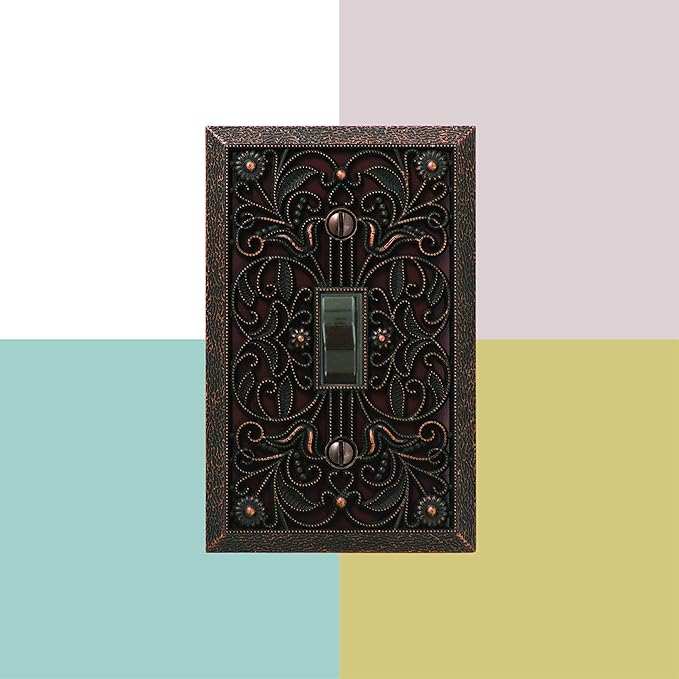 Amerelle 65TDB Filigree Wallplate, 1 Toggle, Cast Metal, Aged Bronze, 1-Pack