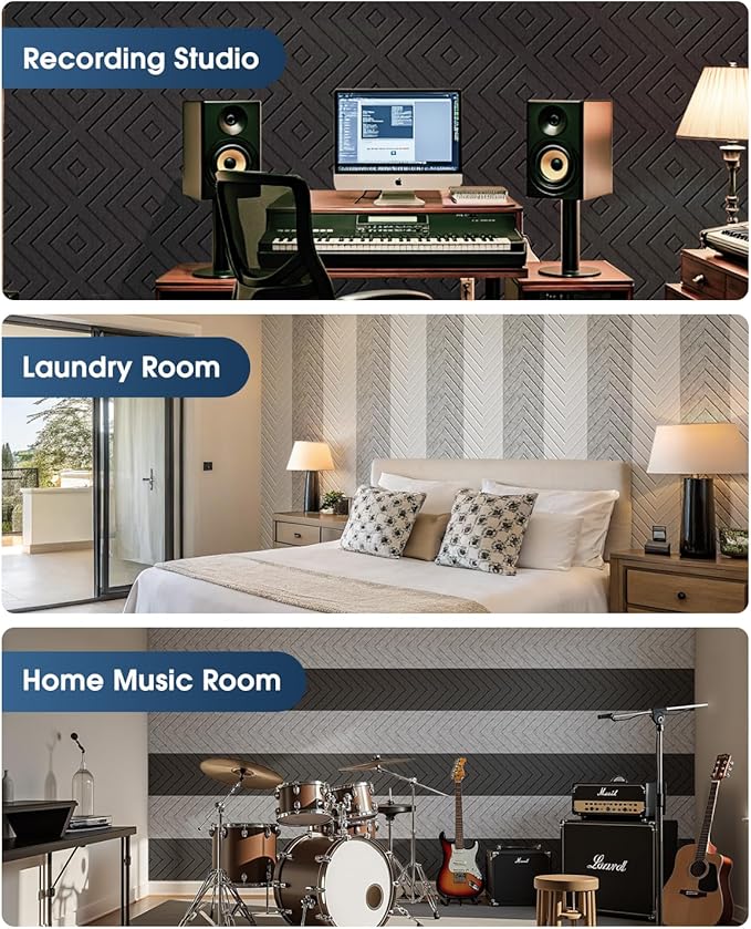 Sound Proof Foam Panels for Walls, 18 Pack Self-Adhesive Acoustic Panels, 12" X 12" X 0.4" Soundproof Wall Panels for Door, Ceiling, Home Office White