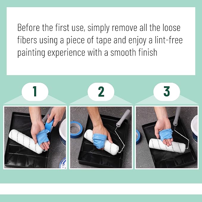 Bates- Paint Roller Covers, 9", Grey Stripes, 5 Pack, Covers for Paint Rollers 9 Inch, 9 Inch Paint Roller Covers, Paint Roller Cover, Paint Roller Covers 9 Inch, Large Paint Roller Covers