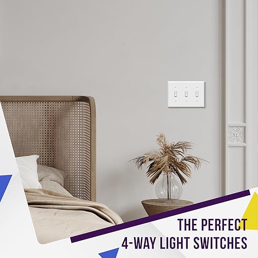 ENERLITES 4-Way Toggle Light Switch, Four Way, Side Wiring, Copper Wire Only, Grounding Screw, Residential Grade, 15A 125VAC 60Hz,UL Listed, 84150-W, White