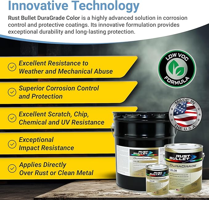 RUST BULLET DuraGrade Color - Yellow - 5 Gallon - Advanced Technology Corrossion Control, Rust Inhibitor & Protective Coating, Exceptional Adhesion, UV Resistant